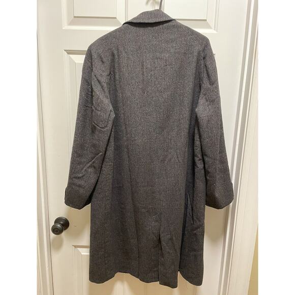 Vintage Hickey Freeman Asheville Wool Over Coat Car Trench Gray Windowpane - Picture 13 of 14
